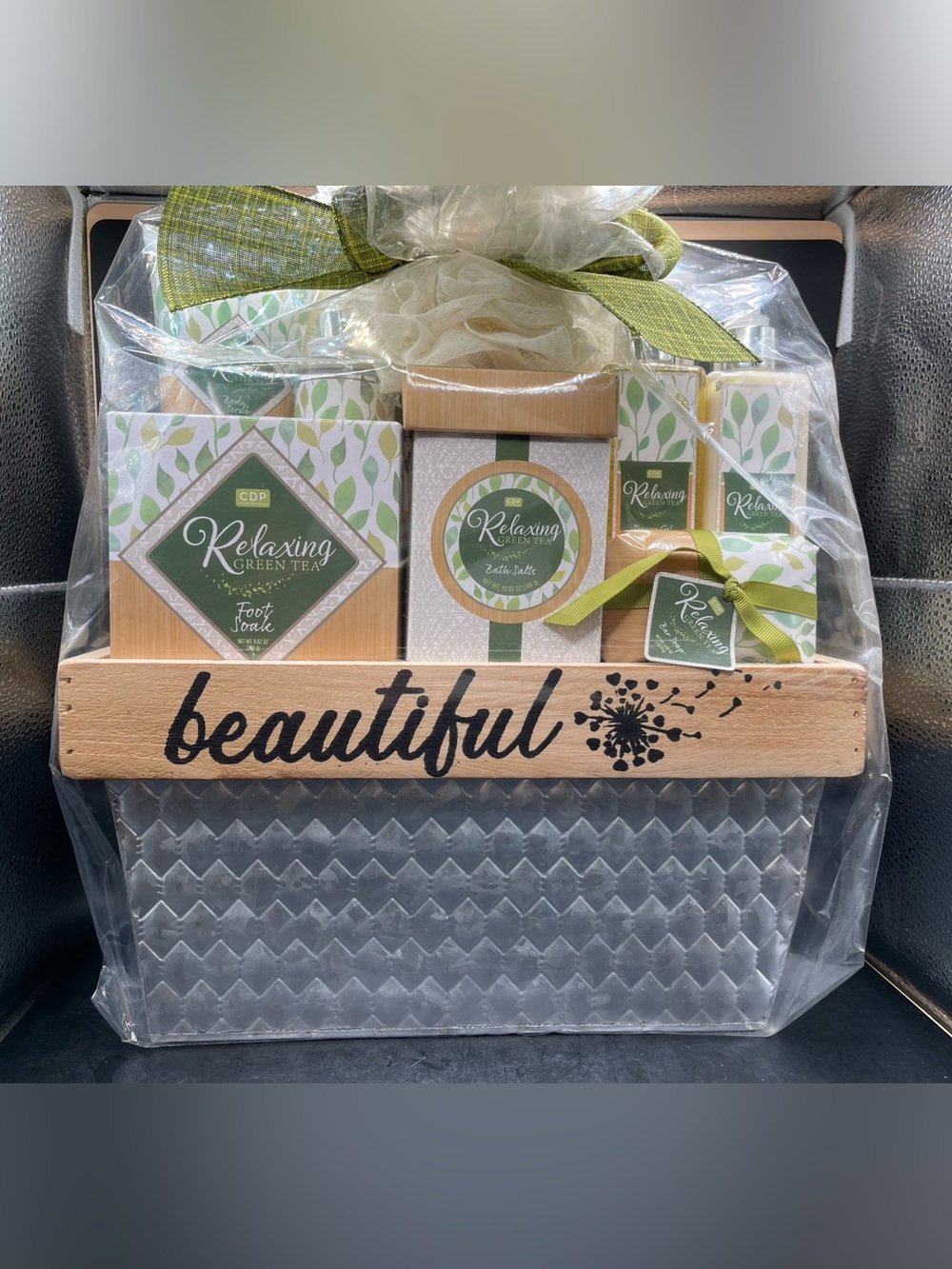Cru De Provence Green Tea: Spa Gift Basket (Gorgeous Wood & Metal Basket)